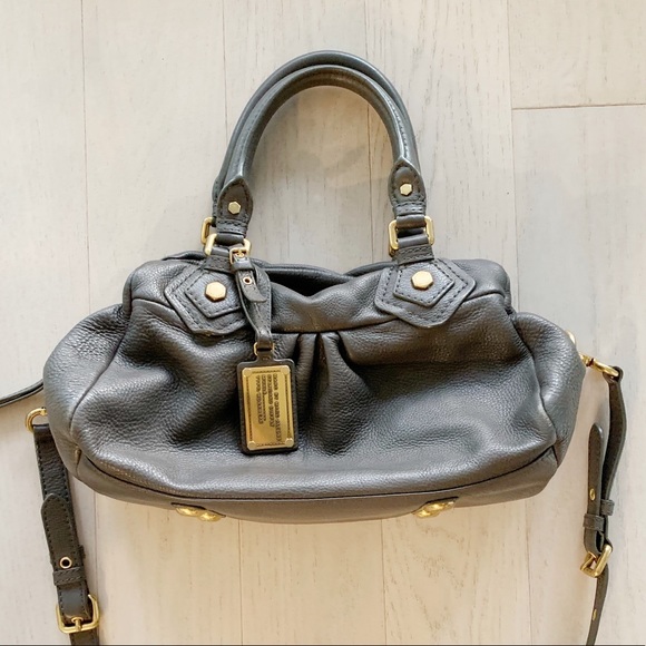 MARC JACOBS Classic Q Baby Groovee Leather Satchel Gold hardware Gray Grey - Picture 2 of 9